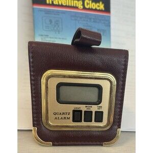 Vintage 1980s LCD Travel Alarm Clock Folding Wallet Case Quartz Retro Hong Kong